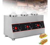 Chauffe-sauce électrique, chauffe-sauce commercial pour 1/2/3/4 bouteilles, plage de température 30-85 °C, en acier inoxydable pour ketchup, chocolat, fromage,3Bottle