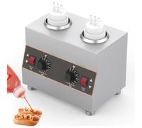 Chauffe-sauce électrique commercial avec 1/2/3/4 bouteilles pour nacho, fromage, chocolat et confiture, température réglable de 30 à 85 °C 2 bottles