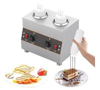Chauffe-sauce électrique commercial avec 2 bouteilles compressibles de 650 ml, distributeur de sauce au fromage électrique commercial, contrôlé par température, pour chauffer le chocolat, le beurre et