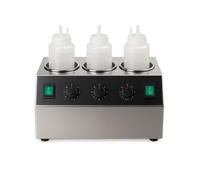 Chauffe-sauce électrique inox triple - 3 bouteilles 700 ml - thermostat réglable - 240W