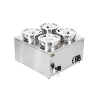 Chauffe-sauce électrique, machine de chauffage à 4 têtes, bain d'eau antidérapant 300 W pour tempérer la confiture, le chocolat, le caramel, la sauce au fromage, le chauffage à sec