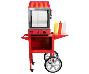 Chauffe-saucisses électrique KuKoo - Hot Dog - Avec support - Chauffe-saucisses - Hotdog - Machine à vendre - En acier inoxydable - Rouge - Vitrine viennoise - Support à saucisses professionnel