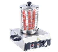 Chauffe-saucisses - En acier inoxydable - Avec couvercle en verre - Régulation de la température de 30 à 85 °C - Chauffage rapide - Pour snacks, café, fête