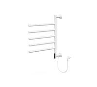 Chauffe-serviette électrique 75W 45-60°C 450x622 mm rotation 180° support mural avec 5 bras pivotants et minuterie radiateur de salle de bain blanc