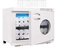 Chauffe-serviettes électrique 3 en 1 avec lampe UV - 23 l - Avec fenêtre de visualisation - Pour spa, massage, salon et soin des ongles - Blanc