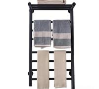 Chauffe-serviettes électrique mural avec minuterie - Porte-serviettes chauffant en acier inoxydable à 7 barres et séchoir 70 W Radiateur avec étagère supérieure pour salle de bain Design câblé