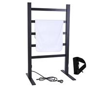 Chauffe-Serviettes Mural, Porte-Serviettes autoportant chauffé au Sol, échelle à Serviettes chauffante Noire pour Salle de Bain, sèche-Serviettes, Support de séchoir à Serviettes, Support ch