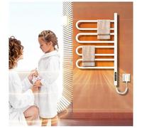 Chauffe-Serviettes Mural,Porte-Serviettes Chauffant Mural Rotatif à 180°, Porte-Serviettes Chauffant Autonome avec minuterie à écran Tactile Intelligent, Chauffage Rapide, Porte-Serviettes é