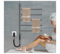 Chauffe-Serviettes Mural,Porte-Serviettes électrique Rotatif à 180°, Porte-Serviettes Chauffant Autonome avec minuterie,Affichage LED,Contrôle Constant de la température, Grilles chauffantes