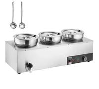 VEVOR Chauffe Soupe Station de Soupe Électrique 3 Marmites de 7 L pour Buffet
