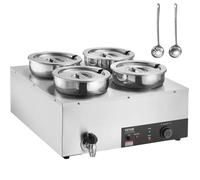 Chauffe Soupe 4 x 7 L-VEVOR-Station de Soupe Électrique 1500 W-Anti-Brûlure à Sec et Bouton de Réinitialisation, Restaurant Buffet