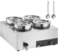 Chauffe-soupe commercial - Station de soupe 4x7,4 Qt - échelle de température 30-85°C - puissance de chauffe 1500W - Appareil de cuisine gastronomique