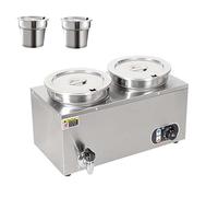 Chauffe-soupe électrique 2 en 1 8/14 L et chauffe-aliments pour table à vapeur, marmite Bain Marie en acier inoxydable 1500 W, température réglable 30~85 ℃, bouilloire à soupe commerciale 8L