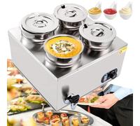 Chauffe-soupes Électriques Commerciaux, 4 X 7 L, 1500 W, Acier Inoxydable, Contrôle De La Température, avec Couvercles