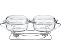 CHAUFFE-TAILLE Récipient de maintien au chaud Chauffe-plat Verre Deux compartiments