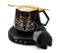 Chauffe-tasse à café et superbe ensemble de tasses en diamant, 8 h, arrêt automatique intelligent, chauffe-tasse à café électrique pour bureau, maison, 4 réglages de température, chauffe-bougie, thé