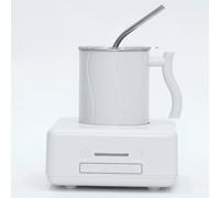 Chauffe Tasse Café Et Refroidisseur De Boissons 4 Modes De Température, Gobelet En Aluminium Avec Couvercle Et Paille, Contrôle De Température À Une Touche, Pour Bureau Et Maison,White