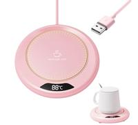 Chauffe Tasse, Chauffe-Tasses USB avec 3 Réglages de Température, Réchauffe-Tasse à Café, Chauffe Tasse à Café, Chauffe-Bougie Intelligent Chauffe-Boisson Électrique pour Café Thé Lait Bougies (Rose)