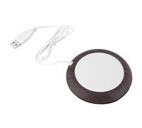 Chauffe-Tasse USB de qualité supérieure en Grain de Bois de Noyer, Tapis Chauffant pour Bureau, Maison, Ordinateur Portable, Tablette, Ordinateur, thé, Tasse à café, Acier (Grain de Noyer foncé)