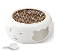 Chauffe-théière en Céramique, Réchaud pour Théière avec Cuillère et Tapis de Poêle - Théière Réchauffeur en Porcelaine Blanche pour Garder Le Thé, Café ou Lait au Chaud - Design Creux et Sécuritaire