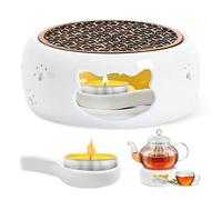 Chauffe-Théière,Théière Réchauffeur avec Cuillère A Drague,Réchaud pour Théière,Chauffe Thé Chauffe,Chauffe-Base Bougie pour Chauffer Le Thé Et Le Café,Théière en Porcelaine