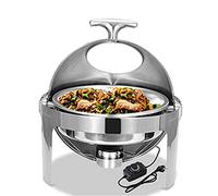 Chauffe-vaisselle électrique de 6 L pour fêtes, buffets et maison, ensemble de serveurs et chauffe-plats en acier inoxydable avec couvercle