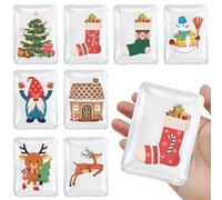 Chaufferette Main Reutilisable, 8Pcs Chauffe Main de Poche pour Enfant, Mini Bouillotte Mains avec Motif Noël, Chaufferette Mains de Poche en Déplacement, Chauffe-Mains Instantanés pour Camping, Ski