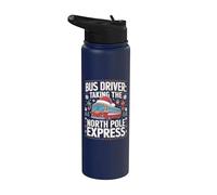 Chauffeur de bus prenant le bus de Noël express du pôle Nord Stainless Steel Insulated Water Bottle