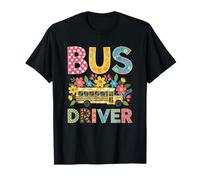 Chauffeur de Bus Scolaire Boho Floral Leopard pour la rentrée Scolaire T-Shirt