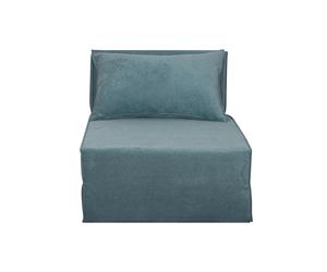 Chauffeuse 1 place convertible en tissu effet velours bleu VICTOR