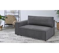 Chauffeuse 2 places avec accoudoir pour canapé modulable NIHAD tissu velours côtelé gris foncé angle gauche BOBOCHIC 2 places Angle gauche Gris foncé