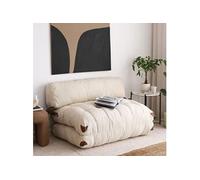 Chauffeuse 2 places convertible 120cm en tissu bouclette beige - NEORA