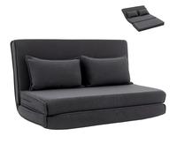 Chauffeuse 2 places convertible - HOMCOM - dossier réglable, assise large et 2 oreillers - velours côtelé - 135x88x74cm - gris foncé