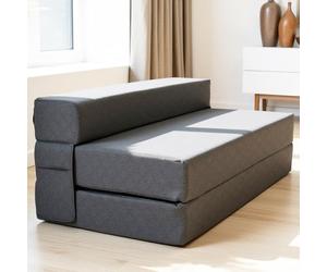 Chauffeuse 2 Places Convertible - Matelas Pliable 140x200 pour Invités ou Adulte - Canapé en Mousse Confortable et Compact - Idéal pour Chambre, Salon, Voyage, Lit d’Appoint ou Matelas de Sol Pliant