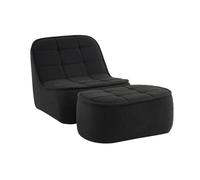 Chauffeuse bouclette texturée 1 place + repose pieds noir L 93 x P 104 x H 85cm - Boni