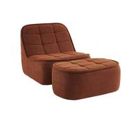 Chauffeuse bouclette texturée 1 place + repose pieds terracotta L 93 x P 104 x H 85cm - Boni