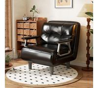 Chauffeuse Canapé-lit 1 Place, Simili Fauteuil Convertible Démontable - Cuir Coussin Moelleux, Grand Confort pour Salon et Bureau(Noir)