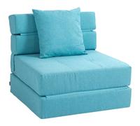 Chauffeuse canapé-lit convertible 1 place - coussin déhoussable inclus - tissu bleu turquoise clair