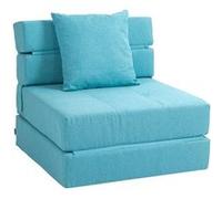 HomCom Chauffeuse canapé‑lit convertible 1 place – coussin déhoussable – tissu bleu turquoise