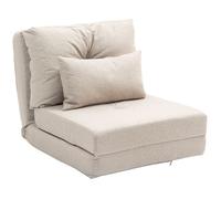 HOMCOM Fauteuil Convertible 1 Place Fauteuil Paresseux lit chauffeuse 1 Place - Coussin Inclus, Dossier réglable - Salon, Charge 120 kg, Tissu Lin Beige
