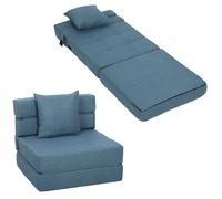 Chauffeuse canapé-lit HOMCOM convertible fauteuil 1 place avec 1 coussin déhoussable, tissu bleu foncé