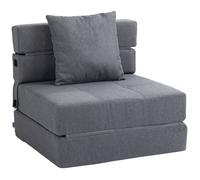 Chauffeuse canapé-lit HOMCOM convertible fauteuil 1 place avec 1 coussin déhoussable, tissu gris