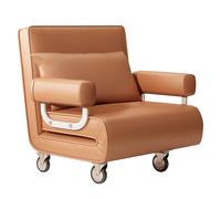 Chauffeuse Convertible 1 Place avec Roues Flexibles Canapé Lit Pliable Dossier Inclinable Réglable À 6 Positions Fauteuil Transformable avec Coussin pour Salon(Orange,34.64in/88cm)