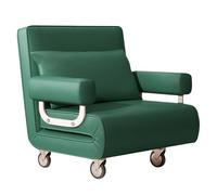 Chauffeuse Convertible 1 Place avec Roues Flexibles Canapé Lit Pliable Dossier Inclinable Réglable À 6 Positions Fauteuil Transformable avec Coussin pour Salon(Green,34.64in/88cm)