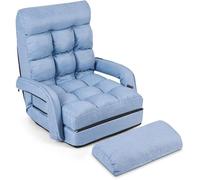 Chauffeuse Convertible 1 Place COSTWAY - Rouge -avec Oreiller 5 Positions Disponibles pour Salon,Bureau,Chambre Bleu