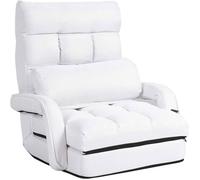 Chauffeuse Convertible 1 Place COSTWAY - Rouge -avec Oreiller 5 Positions Disponibles pour Salon,Bureau,Chambre Blanc