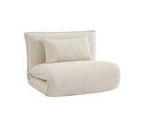 sweeek - Chauffeuse Convertible 1 Place en Bouclette texturée Blanc cassé L 99 x P 80 x H 66 cm - Fleeep