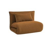 Chauffeuse convertible 1 place en bouclette texturée moutarde L 99 x P 80 x H 66 cm - Fleeep
