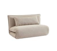 Chauffeuse convertible 2 places en bouclette texturée beige L 120 x P 80 x H 66 cm - Fleeep