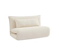 sweeek - Chauffeuse Convertible 2 Places en Bouclette texturée Blanc cassé L 120 x P 80 x H 66 cm - Fleeep